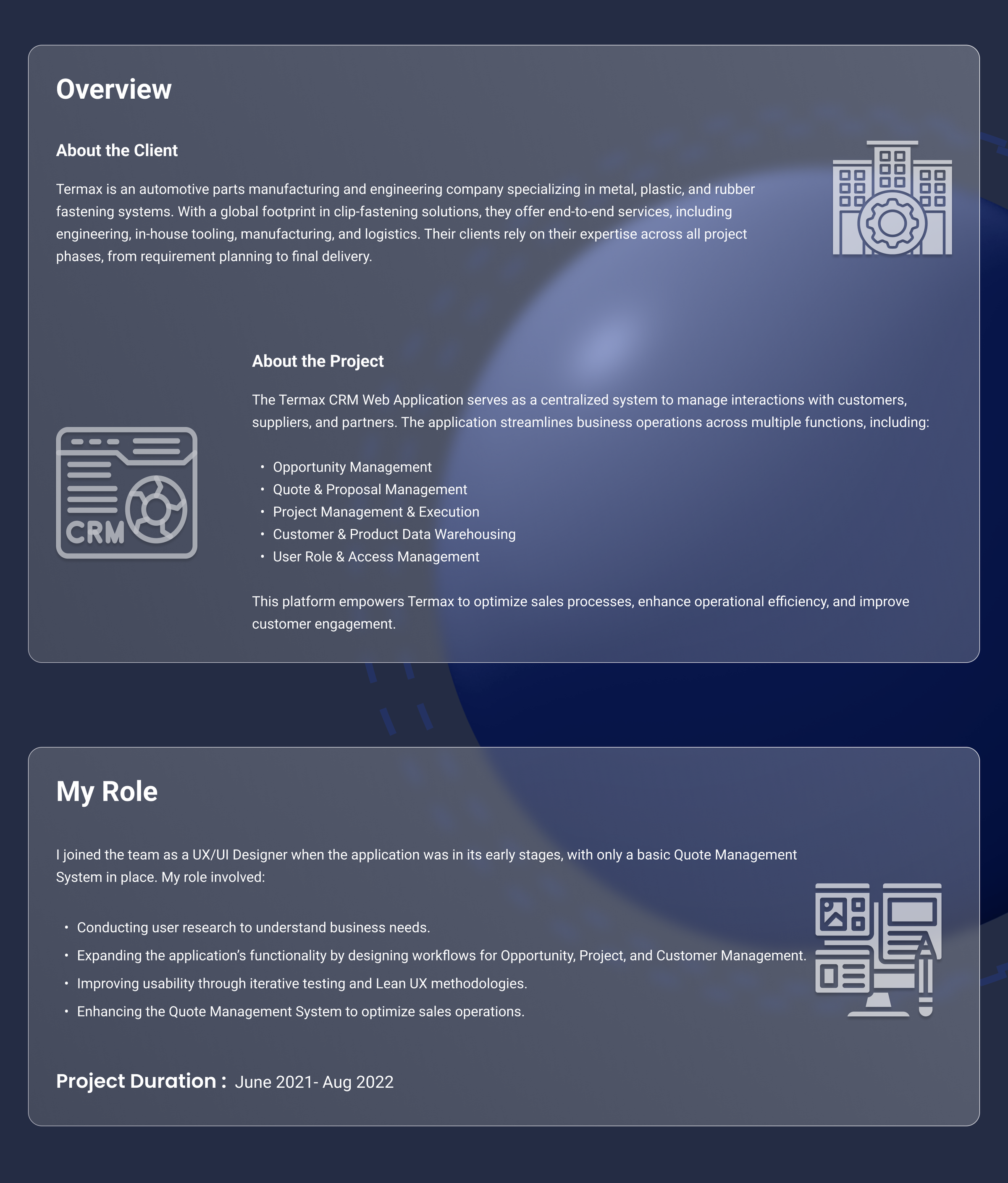 Termax CRM, Overview and role