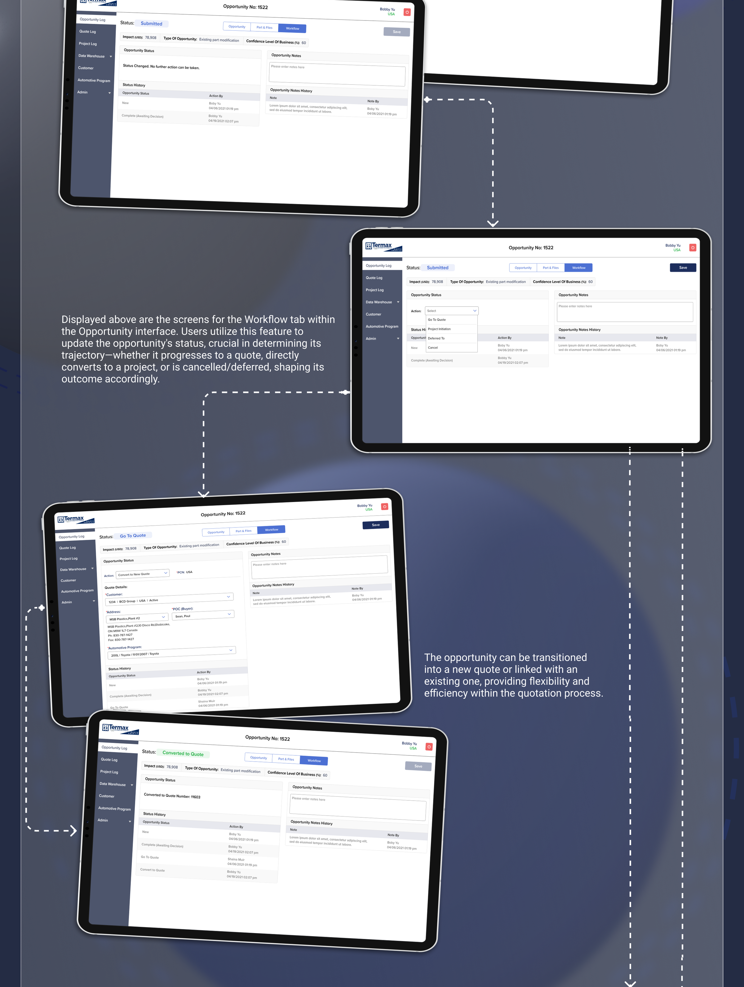 Termax CRM, Opportunity management designs, part 2 of 3