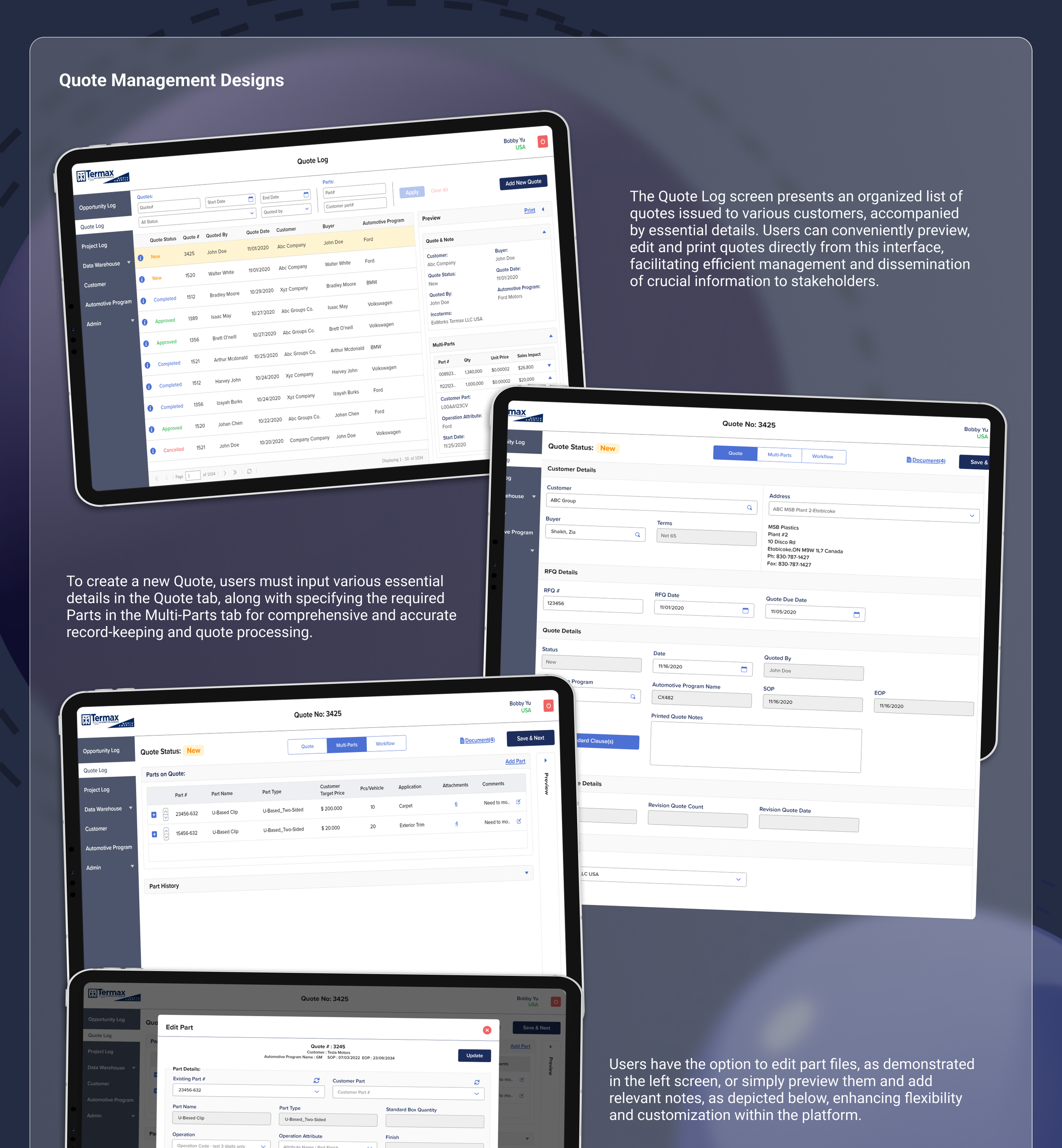 Termax CRM, Quote management designs, part 1 of 2